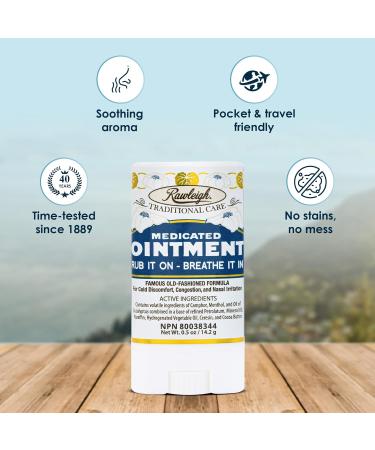 Rawleigh Medicated Ointment Stick 0.5 oz (14.2g) Classic Aromatic Chest Rub in Portable Stick Format for Cold Nasal Congestion with Camphor Menthol & Eucalyptus Non-Greasy Pack of 3 - Buy Online on GoSupps.com