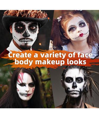Professional White & Black Face Body Paint Kit - Halloween Clown Makeup with Brushes | Ideal for Cosplay Theater & SFX Make-up - Buy Online on GoSupps.com