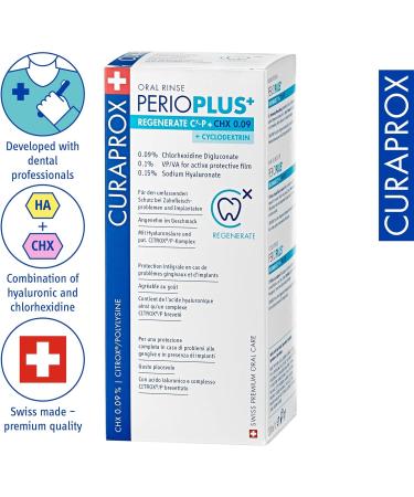 Curaprox Perio Plus Mouthwash - 200ml Citrox Formula for Bad Breath & Inflammation Alcohol-Free with Chlorhexidine & Hyaluronic Acid - Buy Online on GoSupps.com