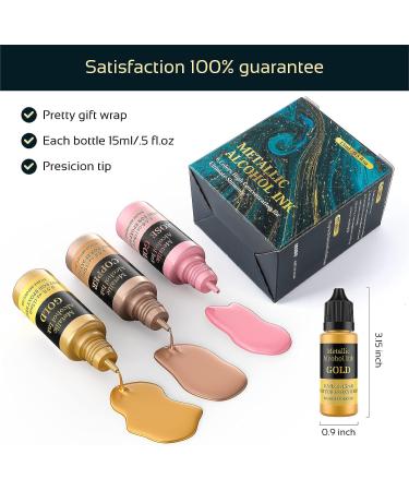 Wayin Metallic Alcohol Ink Set - 6 Color Concentrated Extreme Shimmer Pigment for Epoxy Resin & Acrylic Pouring (15ml/.5 fl oz) - Buy Online on GoSupps.com