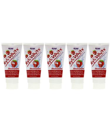 Now Foods, Solutions, XyliWhite, Kids Toothpaste Gel, Strawberry Splash, 3 oz (85 g), Pack of 5