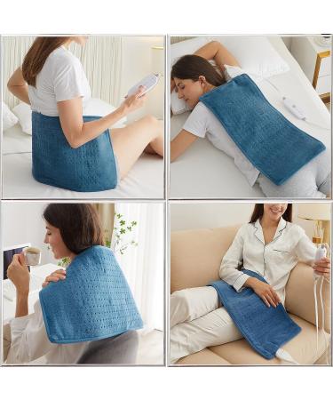 Heating Pad for Back Pain Relief - Hot Electric Heated Pad with Auto Shut Off, 5 Heat Settings, Dry & Moist Heat Option - 12X24 Soft Flannel Lake Blue - Buy Online on GoSupps.com