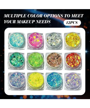 12 Couleurs Festival Paillettes Visage Fluorescent Paillette Paillettes Corps et Visage Mati re S cure R sistante Eau pour Adultes Soir e Festival Sc ne Maquillage Carnaval - Buy Online on GoSupps.com