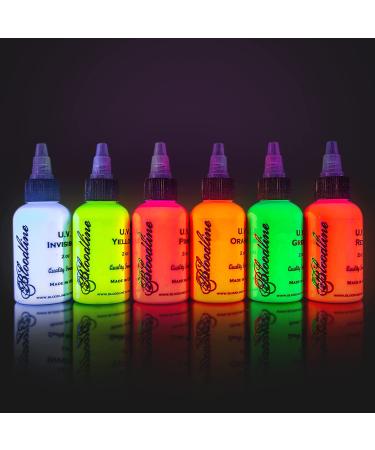 Bloodline Ink Professional Blacklight UV 6 Color Set - 1/2 oz (15 ml) - HIGHLIGHT SERIES | Made in USA - Buy Online on GoSupps.com