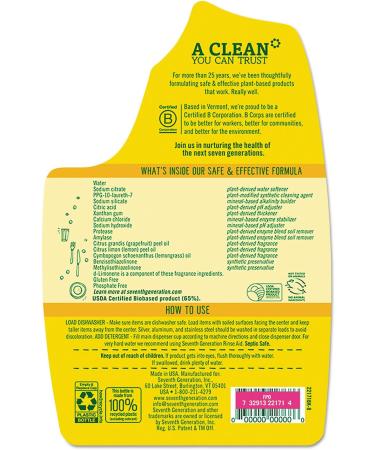 Seventh Generation Automatic Dishwashing Gel Lemon Scent - 42 fl oz | Eco-Friendly & Effective Clean - Buy Online on GoSupps.com