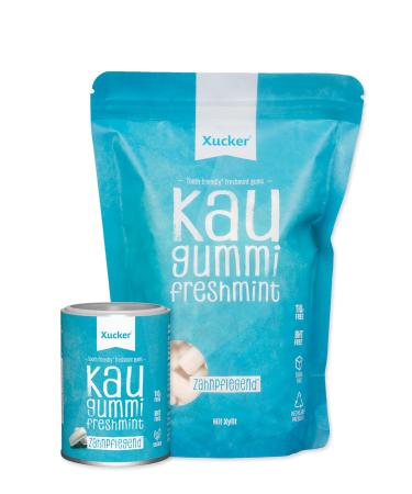 Xucker sugar -free dental care chewing gum - xylitol chewing gum sugar -free with fresh mint I vegan xylitol chewing gum i dental care & against bad breath I can 100g + bag 600g (freshmint set)