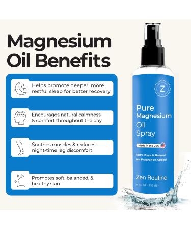 Pure Magnesium Oil Spray 8oz (Single) USP Grade Topical for Feet, Body, Muscles, Leg Cramps & Sleep Extra Strength, Less Sting 100% Organic & Natural Made in USA 8 Fl oz 1-Pack - Buy Online on GoSupps.com