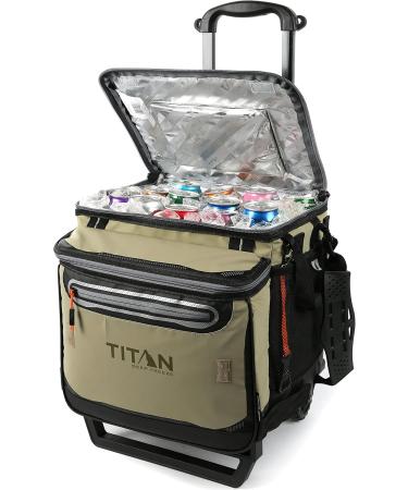 Arctic Zone Titan Deep Freeze 60 (50+10) Can Collapsible Rolling Cooler with Wheels and All-Terrain Cart - Colors: Moss and Process Blue White Cooler + Cooler - Buy Online on GoSupps.com