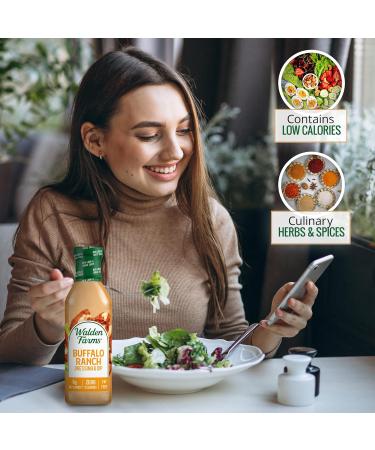 Walden Farms Buffalo Ranch Dressing 12 oz (2 Pack) | Creamy & Spicy Flavor | 0g Net Carbs | Kosher Certified | Perfect for Salads, Wings, Chicken & More - Buy Online on GoSupps.com