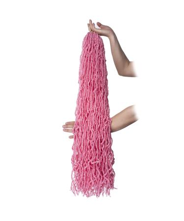 ZRQ 2 Packs 36 Inch New Faux Locs Crochet Hair ,Pre-looped Pink Soft Locs, Natural Long Wavy Goddess Locs Red Afro Roots Curly Crochet Locs Hair Pink# 36 Inch (Pack of 2) Pink#