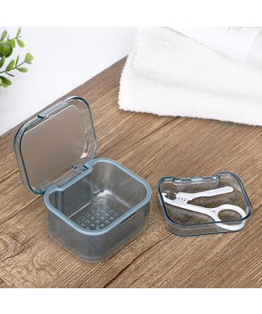SUMTree Dental Container Case Orthodontic Denture Storage Box Retainer Container Box with Cleaning Basket and Brush Mouth Guard Case with Strainer for Daily Travel Cleaning Blue - Buy Online on GoSupps.com