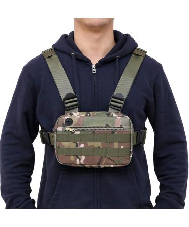 Men's Outdoor Water Resistant Chest Bag with Phone Holder - Tactical EDC Utility Pack for Running, Cycling, Hiking - Camo - Buy Online on GoSupps.com