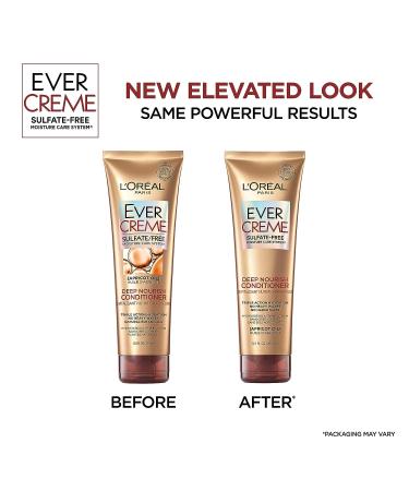 L'Oreal Paris EverCreme Sulfate Free Conditioner 8.5 Fl Oz - Pack of 2 | Triple Action Hydration with Apricot Oil | For Dry, Brittle, or Color Treated Hair - Buy Online on GoSupps.com