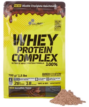 Olimp whey protein complex 100%.High quality protein powder from protein combination of whey protein concentrate and whey protein isolate for muscle building.Taste: Double Chocolate - Buy Online on GoSupps.com