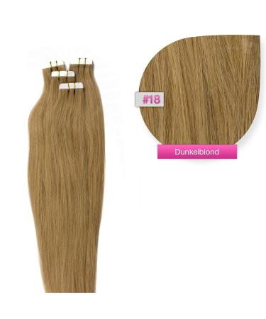 60cm Tape In Hair Extensions - Real Hair Color #18 Dark Blonde 10 Wefts Adhesive Tape International Shipping - Buy Online on GoSupps.com