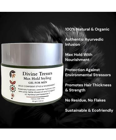 YOGEE Divine Tresses Max Hold Hair Gel for Men - Strong Hold for Short to Medium Hair | Aloe Vera & Jojoba Oil | 100g - Buy Online on GoSupps.com
