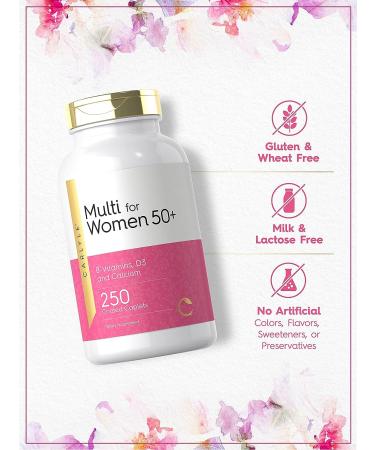 Carlyle Women's 50+ Multivitamin | 250 Caplets | Iron Free with B-Vitamins, D3 and Calcium | Gluten Free - Buy Online on GoSupps.com