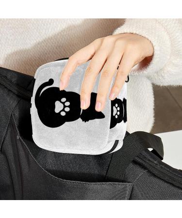 Sanitary Napkin Storage Bag - Portable Period Kit Pouch for Girls & Women | White Cat Paw Design - Buy Online on GoSupps.com