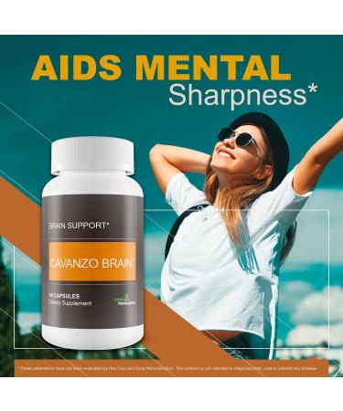 Cavanzo Brain Support - Brain Support Supplement Improve Memory Focus and Brain Function - Memory - Focus - Clarity - Recovery - Stamina - Cavanzo Frankincense Improved Capsule Formulation - Buy Online on GoSupps.com