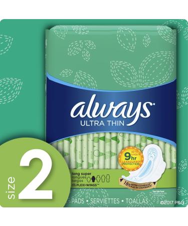 Always Ultra Thin Size 2 Super Pads With Wings Unscented 16 Count - Best Protection for Heavy Flow - Buy Online on GoSupps.com