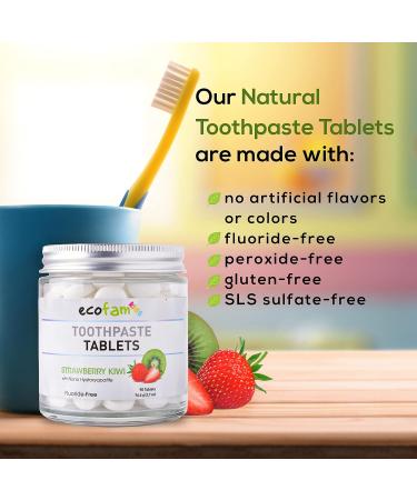 Toothpaste Tablets Strawberry Kiwi | Fluoride-Free Chewable Nano Hydroxyapatite | Fresh Breath | 90 Count - Buy Online on GoSupps.com