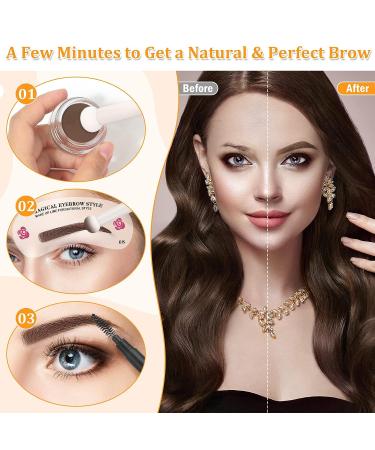 Comkrivy Eyebrow Stamp Stencil Kit - 48 PCS Waterproof Eyebrow Stencils in 2 Sizes with Pomade & Pencil - Ideal for Beginners Women - Brown - Buy Online on GoSupps.com