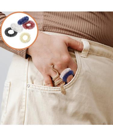 Buy Milists 5-Piece Acupressure Ring Set for Pain Therapy | Sensory Finger Rings for Children & Adults in Gold Silver Black Blue Red - International Shipping Available - Buy Online on GoSupps.com