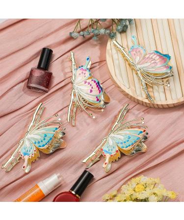 4-Pc Set 4.3 Inch Butterfly Hair Claw Clips - Sparkly Non-Slip Metal Hairpins for Women & Girls - Buy Online on GoSupps.com