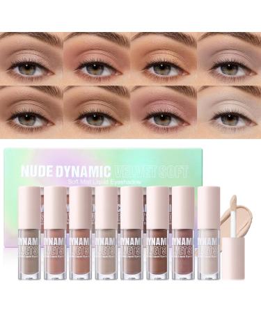 Liquid Eyeshadow 8Piece Set 2ml Each LongLasting Waterproof Neutral Shades Smooth Creamy HighPigment Glitter Eye Makeup For Women Cosplay Halloween Date Night Party & Daily Wear - Buy Online on GoSupps.com