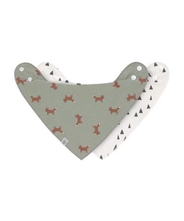 L SSIG Baby Bib Scarf Triangle Scarves Set 2 PCS Organic Cotton Snap Fastener Reversible/Baby Bandana Little Forest Fox