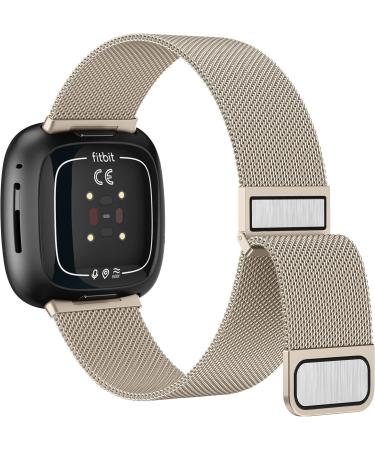 Buy AK Stainless Steel Bracelet for Fitbit Versa 3/4 & Sense 2 Vintage Gold Replacement Improved Magnet Unisex Design - Buy Online on GoSupps.com