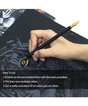 Animal Scratch Art Rainbow Painting Paper Engraving Set - DIY Creative Foil Scratch Art Toy for Kids & Adults - Tiger Design - 16'' x 11.2 - Buy Online on GoSupps.com