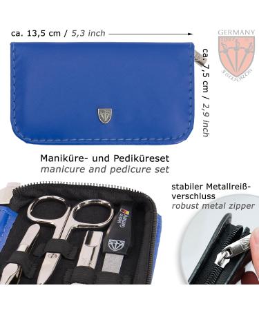 Three Swords 8-Piece Manicure Set 'Roma' | High-Quality Nail Care in Blue Synthetic Leather Case | Includes Nail Scissors Clippers Tweezers & Glass Files - Buy Online on GoSupps.com