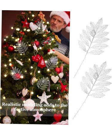 Abaodam 5pcs Christmas Simulated Leaves Gold Dining Table Christmas Glitter Stems Creative Pendant Bride Silver 41x20x0.1cm - Buy Online on GoSupps.com