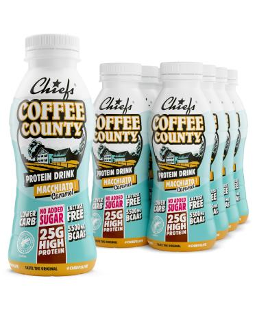 Boisson prot in e - Chiefs Milkshake Macchiato - Sans sucre ajout et sans lactose - Riche en prot ines avec 25 g de prot ine - Bouteilles de 8 x 330 ml - D licieux go t cr meux