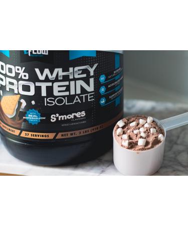 eFlow Nutrition 100% Whey Protein Isolate - Gluten & Lactose-Free Low Carb Post Workout Shake with Digestive Enzymes - S Mores Flavor (26 Servings - Buy Online on GoSupps.com