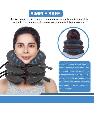 Inflatable Cervical Neck Traction Device - Adjustable Brace for Chronic Pain Relief & Spine Alignment - Home & Office Neck Care Equipment - Grey - Buy Online on GoSupps.com