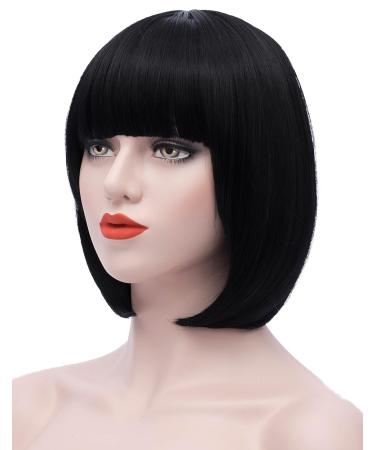 Mildiso Black Short Bob Wig - 12 Inch Synthetic Colorful Cosplay & Daily Wear Wig for Women - Natural Look Hair - Buy Online on GoSupps.com