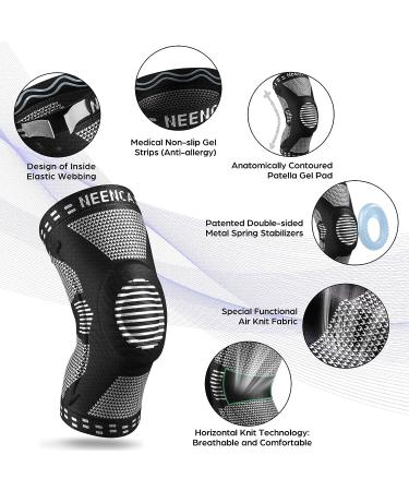 NEENCA Professional Knee Brace Knee Compression Sleeve Support for Men Women with Patella Gel Pads & Side Stabilizers Medical Grade Knee Pads for Running Meniscus Tear ACL Arthritis Joint Pain Relief L Black - Buy Online on GoSupps.com