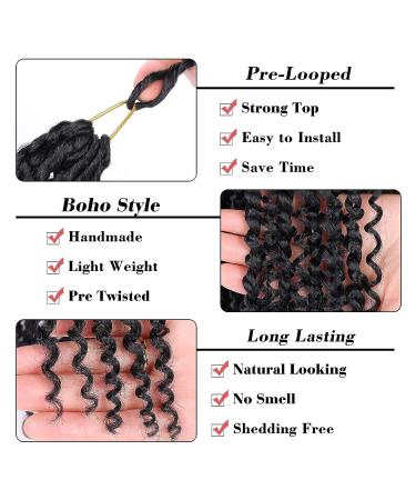 Leeven Boho Passion Twist Hair 24 Inch | Pre Twisted Crochet Goddess Twist 8 Packs | Black Pre Looped Curly Ends | Bohemian Synthetic Braids Extensions for Women - Buy Online on GoSupps.com