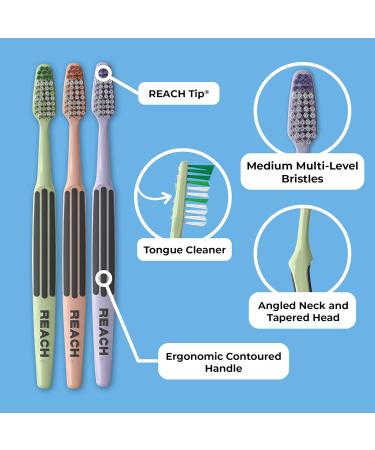 Buy Reach Advanced Design Medium Adult Toothbrush - Optimal Cleaning for Healthy Smiles | International Shipping Available - Buy Online on GoSupps.com