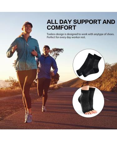 4 Pair Ankle Bandage Compression Socks for Men & Women - Plantar Fasciitis & Heel Spur Relief (Black Size 43-46) - Buy Online on GoSupps.com