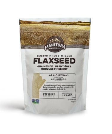 Smooth Whole Milled Flaxseed by Manitoba Milling Co. | 454g Bag of Ground Flaxseed Fiber with Protein Omega 3 | Gluten Free Non-GMO Gourmet Milled Flaxseed for Muffins Yogurt Smoothie 454 g (Pack of 1)