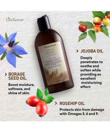 Just Nutritive Sunless Tanning Lotion 8 Oz | Anti-Aging Self-Tanner for All Skin Types | Sun Kissed Glow Bronze Finish | Body Bronzer Lotion - Buy Online on GoSupps.com