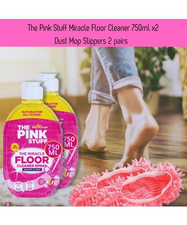 Floor Cleaner Spray Bundle with 2 x 750ml Pink Stuff Squit & Mop Vegan Friendly Floor Cleaner Liquid & 2 Pink Mop Slippers - Buy Online on GoSupps.com