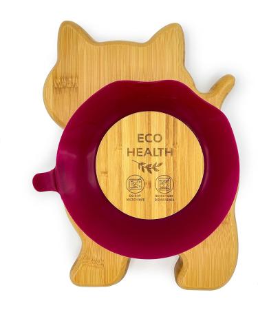 Eco Health Kitten Bamboo Baby Plate - Non-Toxic Suction Cup Toddler Plate - Ideal for Baby Weaning - Hot Pink - Buy Online on GoSupps.com