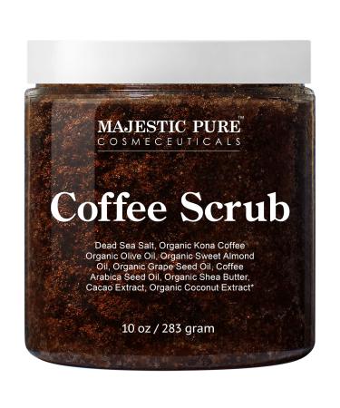 MAJESTIC PURE Arabica Coffee Scrub - All Natural Body Scrub for Skin Care, Stretch Marks, Acne & Cellulite, Reduce the Look of Spider Veins, Eczema, Age Spots & Varicose Veins - 10 Ounces