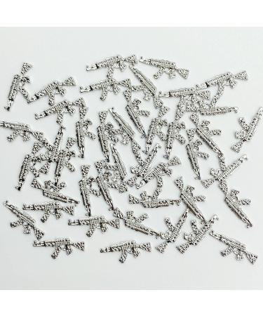 40pcs Set 3D Alloy Gun Nail Charms Shiny Diamond AK Weapon Rhinestones for Nail Art - Silver | Nail Supplies and Accessories - Buy Online on GoSupps.com