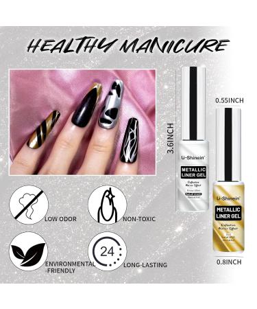 Buy 2x12ml Metallic Mirror Nail Polish - Silver & Gold Chrome Gel for Nail Art Soak Off with Built-in Brush - Buy Online on GoSupps.com