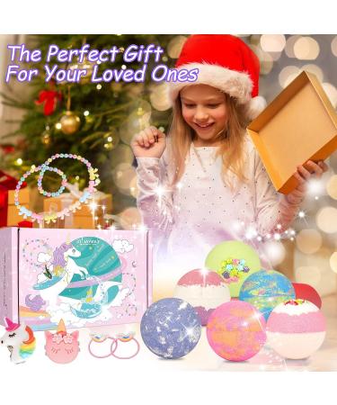 Canvalite Unicorn Bath Bombs for Kids - 6 Pc Gift Set with Surprise Inside | Organic Natural Spa Fizzy Bubbles | Skin Friendly | Fizz Balls with Jewelry Toy | Strawberry Scented - Buy Online on GoSupps.com